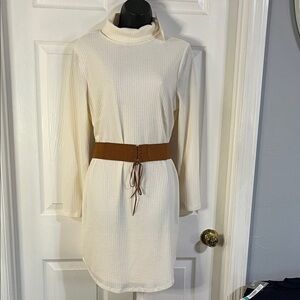 No Comment cream knit dress, size 1X, NWT.